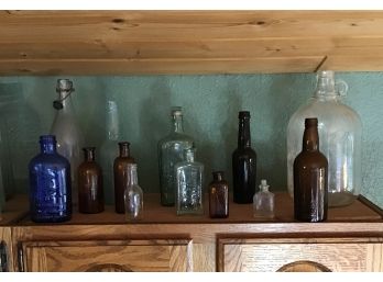Lot Of 13  Assorted Vintage And Antique Bottles