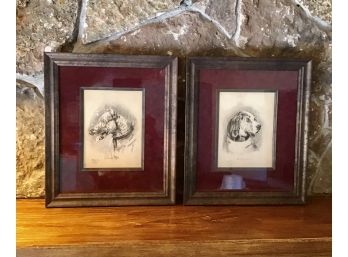 Lot Of 2 Antique Sketches Of Dogs