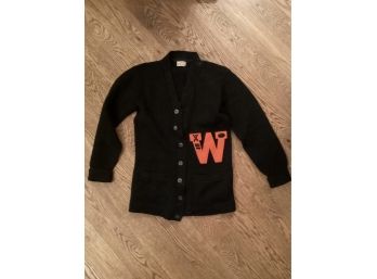 Vintage Wool Letter Sweater With Orange W