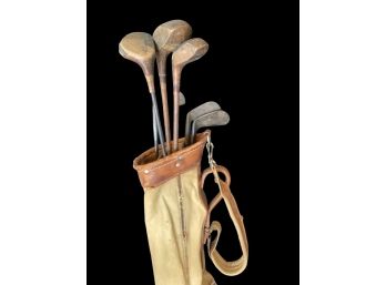 Golf Bag With Antique Clubs