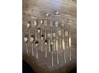 Vintage Gold Bamboo Rogers Silverware