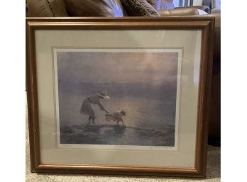Roger LaManna Limited Edition Signed Print, Lady And Son On The Beach 452/650