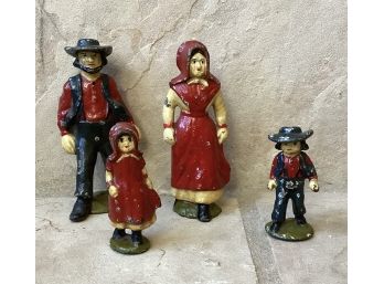 Antique Cast Iron Amish Family Set Of 4