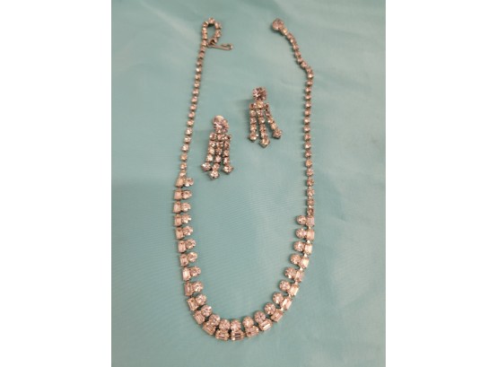 Vintage Rhinestone Necklace & Earrings
