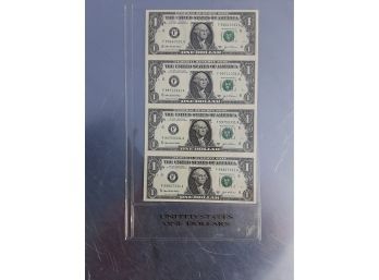 Series 2003A Uncut US One Dollar Bills