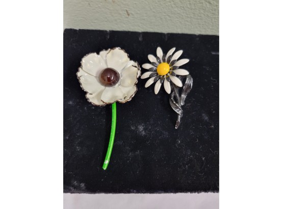 Vintage Enameled Flower Brooches