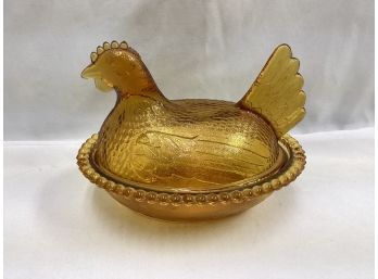 Vintage Amber Nesting Hen