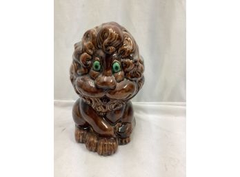Glazed Hand Painted Vintage Ceramic Lion/Lebra Statue