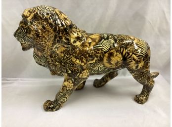 La Vie African Patchwork Lion Statue - Porcelain