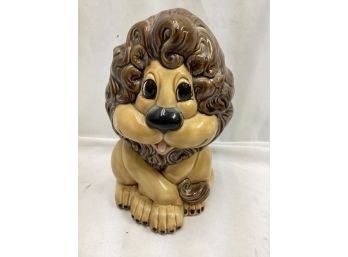 Glazed Handpainted Vintage Ceramic Lion/lebra Statue