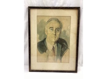 Franklin D. Roosevelt Framed Watercolor Lithograph