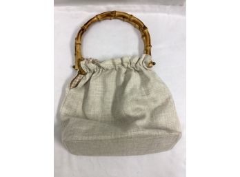 Wooden Handle Woven Purse - Like New