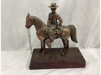 Vintage Copper Cowboy & Horse Figure