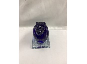 Cobalt Blue Lead Glass Lion Figure