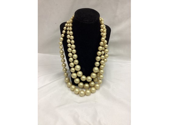 Vintage Three Strand Pearl Grey Necklace
