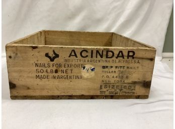 Acindar Argentinian Made Wooden Advertising Box