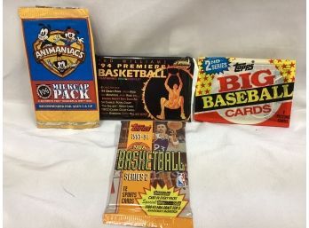 Factory Sealed Basketball, Baseball, And Animaniacs Trading Cards