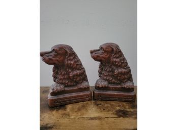 Pair Of Wooden Vintage Cocker Spaniel Bookends