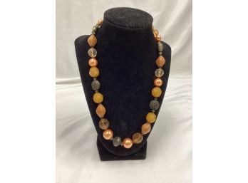 Multitone Brown Beaded Vintage Necklace