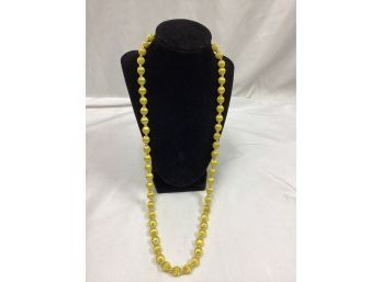 Vintage Yellow Silk Beaded Necklace