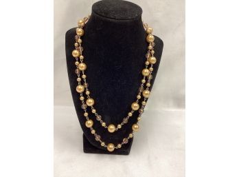 Multi Strand Two Tone Brown Beaded Necklace
