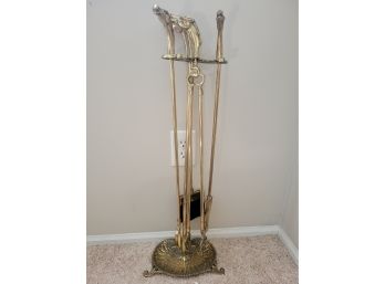 Brass Horse Fireplace Tool Set