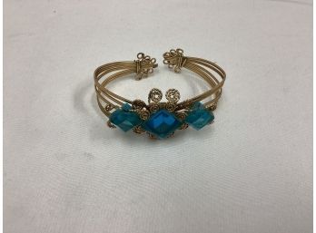 Vintage Blue Rhinestone Cufflink Bracelet