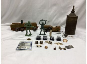Military Lot - Dog Tag, Toys, Pins, And More