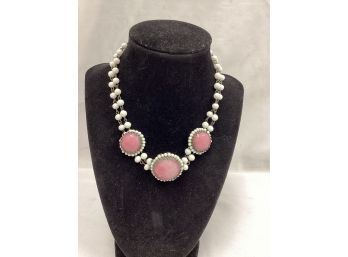 Antique Pink Opal Necklace