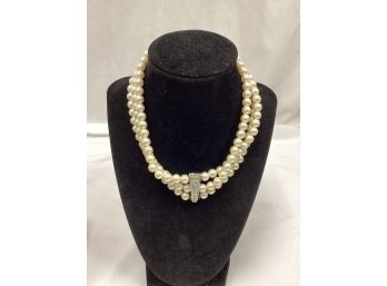 Boutique Pearl Layer Vintage Rhinestone Necklace