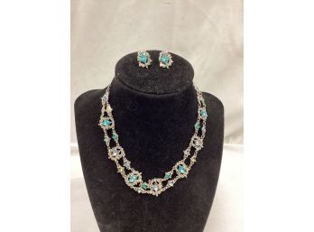 Exquisite Rhinestone Necklace W/matching Earrings