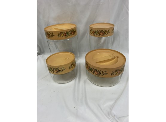 Lot Of 4 Very Vintage Pyrex Canisters