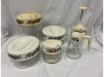 Lot Of Very Vintage Pyrex Canisters And More