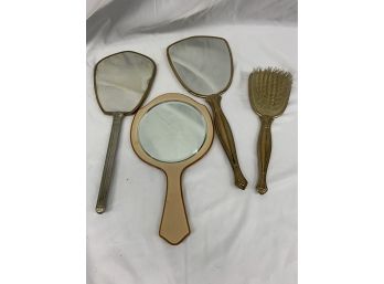 Lot Of Antique Mirrors And Brushes