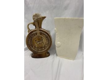 Vintage Red Wing Vase And Jim Beam Decanter