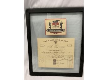 Antique Framed French Liquor Sale And Advertisement