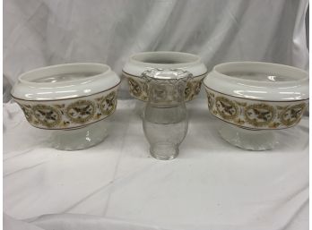 Lot Of Hand Painted White Glass Hurricane Light Domes