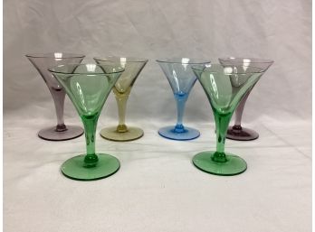 6 Colored Cocktail Glasses