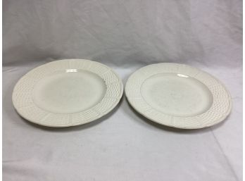Pair Of Wedgewood Willow Weave Dinner Plates