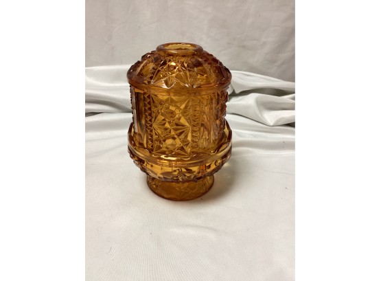 Amber Indiana Glass Fairy Lamp