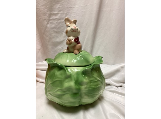 Metlox Bunny On Cabbage Vintage Cookie Jar