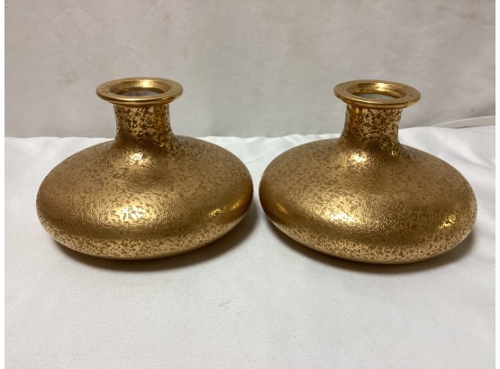 Signed Czechoslovakia Gold Vases
