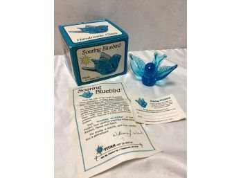 Titan Art Glass Happy Little Bluebird Paperweights