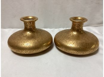 Signed Czechoslovakia Gold Vases