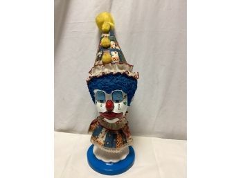 Vintage Clown Head Bust Sculpture Porcelain Statue