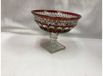 Westmorland Ruby Flash Thumbprint Compote Dish