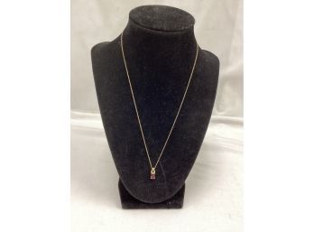 10k Gold Ruby W/diamond Cluster Pendant & 10k Gold Necklace