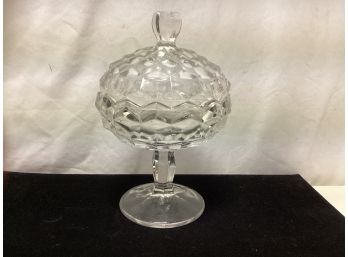 Clear Cut Glass Lidded Candy Compote Jar
