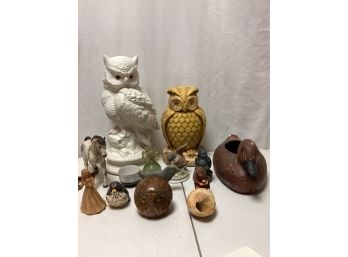 Animal Figurine Lot - Owls, Horses, And More