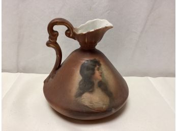 Australian Antique Porcelain Painted Portrait Squat Vase